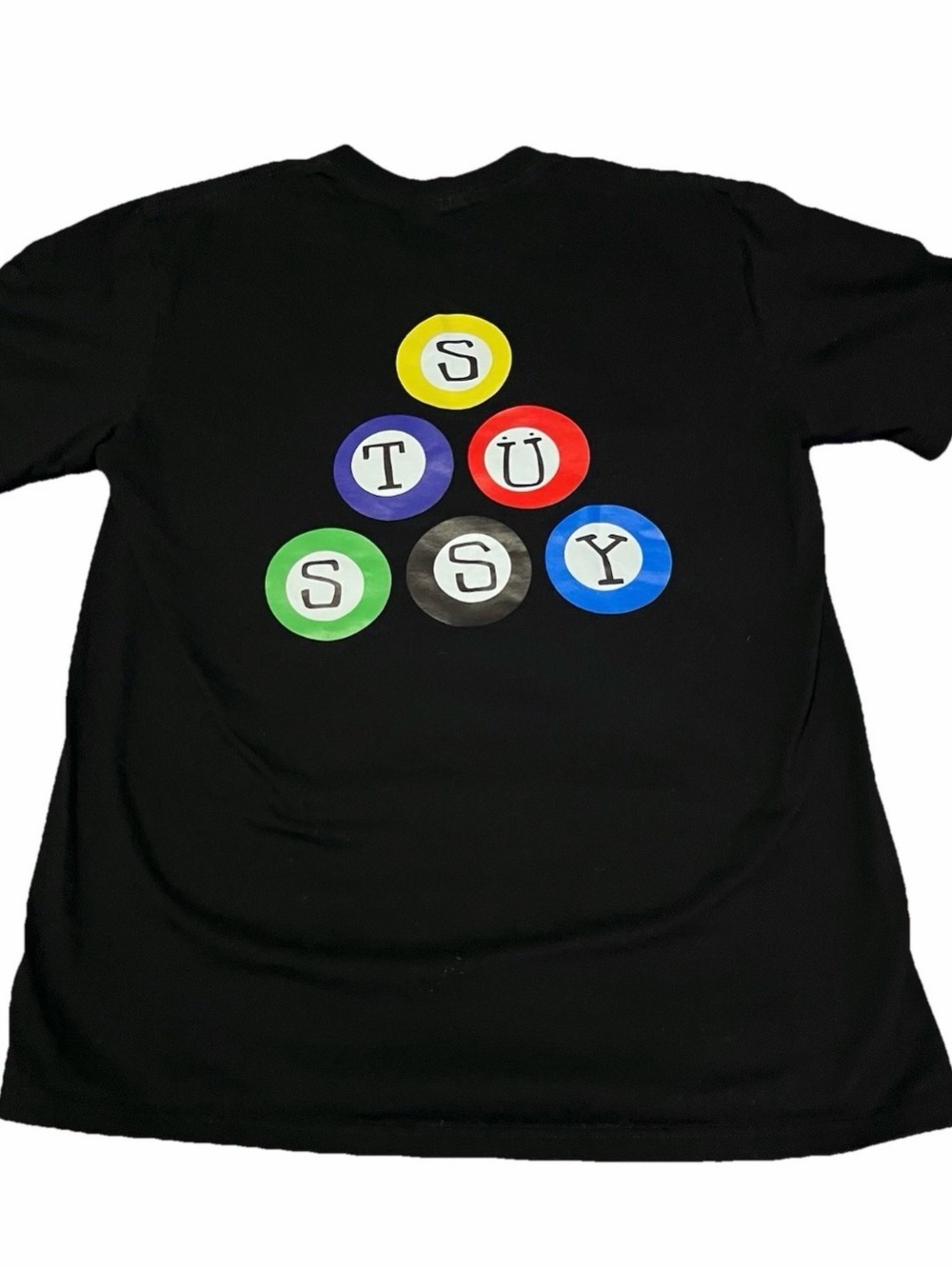 Stussy Pool Billiards Men’s T-Shirt Black Large Made In Mexico